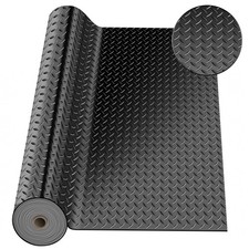 4 x 20 FT Garage Floor Mat, Diamond Plate Rubber Flooring Roll, PVC Garage Fl...