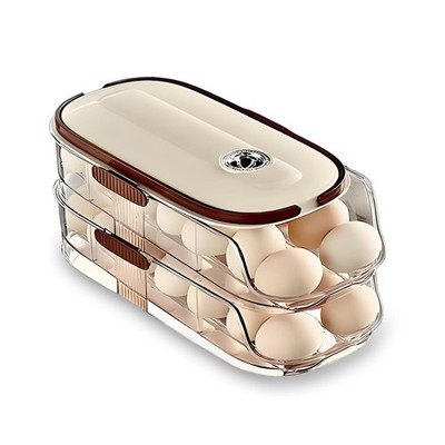 Egg Holder for Fridge with Lid and Handle，automatic Rolling Egg Dispenser for...