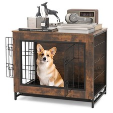 Industrial Dog Crate Furniture Heavy-duty Kennel Cage w/ 3 Chew-proof Walls