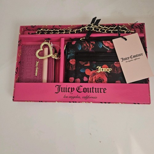 Set regalo da polso/portamonete/porta carte di credito Juicy Couture rosa nera nuovo con scatola - Foto 6 di 6