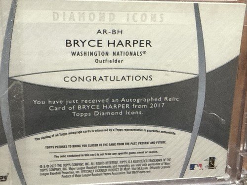 Carte firmate BRYCE HARPER Diamond Icons 01/10 - Foto 8 di 16