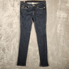 True Religion Brand Jeans Mens 29 Dark Blue Excellent Slim Straight Made in USA