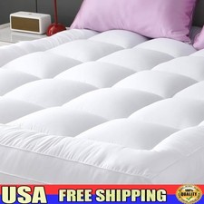 Comfort Mattress Topper Cooling Deep Pocket Quilted Microfiber Pad 7D Fiber New