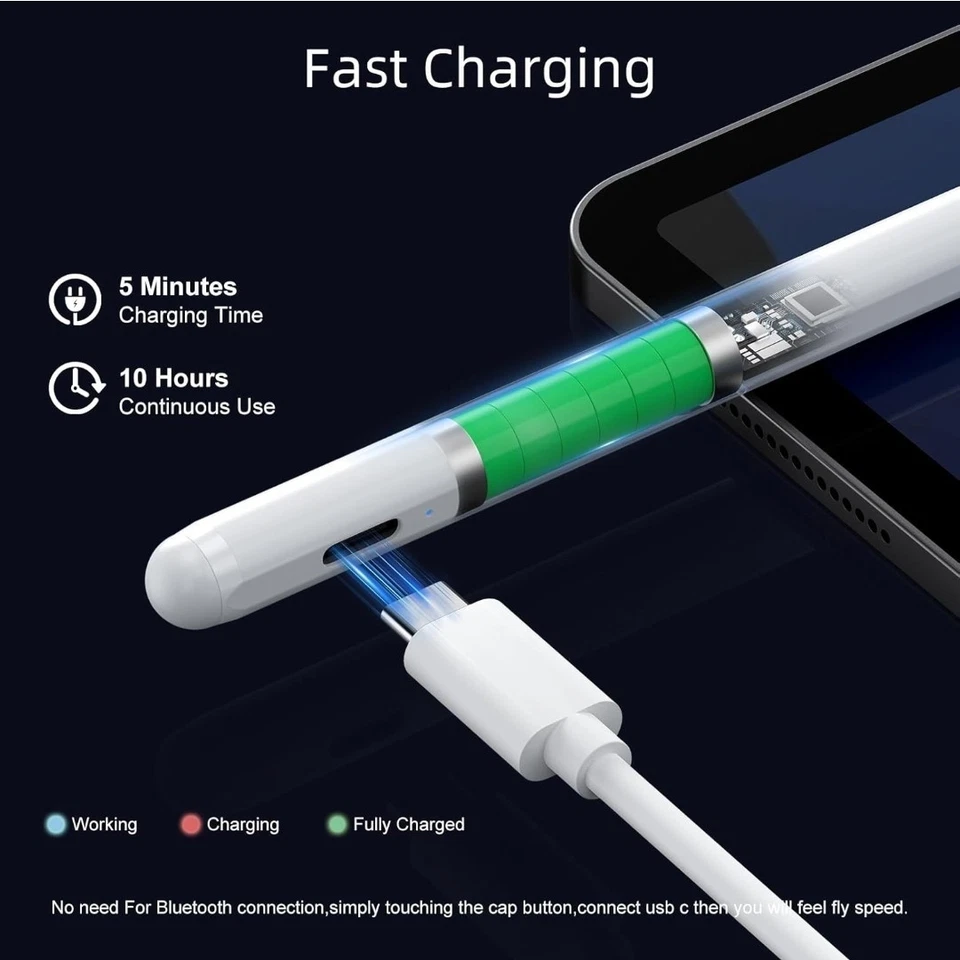 Stylus Pen for iPad 6th-11th Generation-2X Fast Charge Active Pencil Compatible - Image 3 of 4