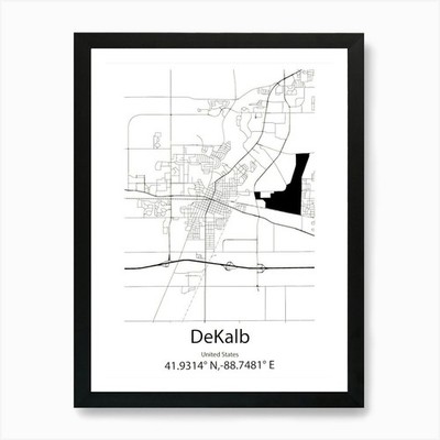 Dekalb, USA minimalistische Karte gerahmtes Wandbild Poster Leinwanddruck Bild