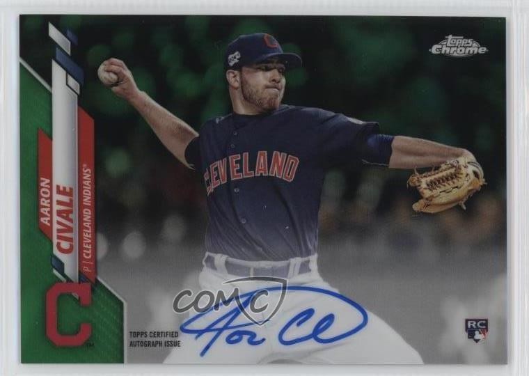 2020 Topps Chrome Rookie Green Refractor 79/99 Aaron Civale #RA-AC Auto RC 06l3