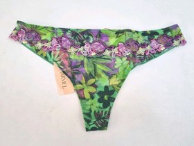 Lise Charmel Thong Ile En Fleur Embroidered Lace Green Multi Floral Size Medium.