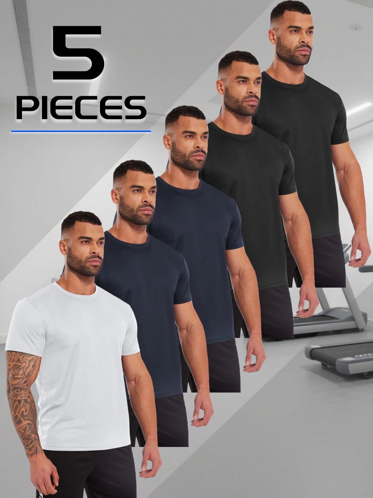 5X Men Quick Dry T Shirts Running Workout Hiking Swim Fitness Outdoor Sports Tee