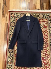 Banana Republic Men s Topcoat Overcoat Navy Plaid Size Small