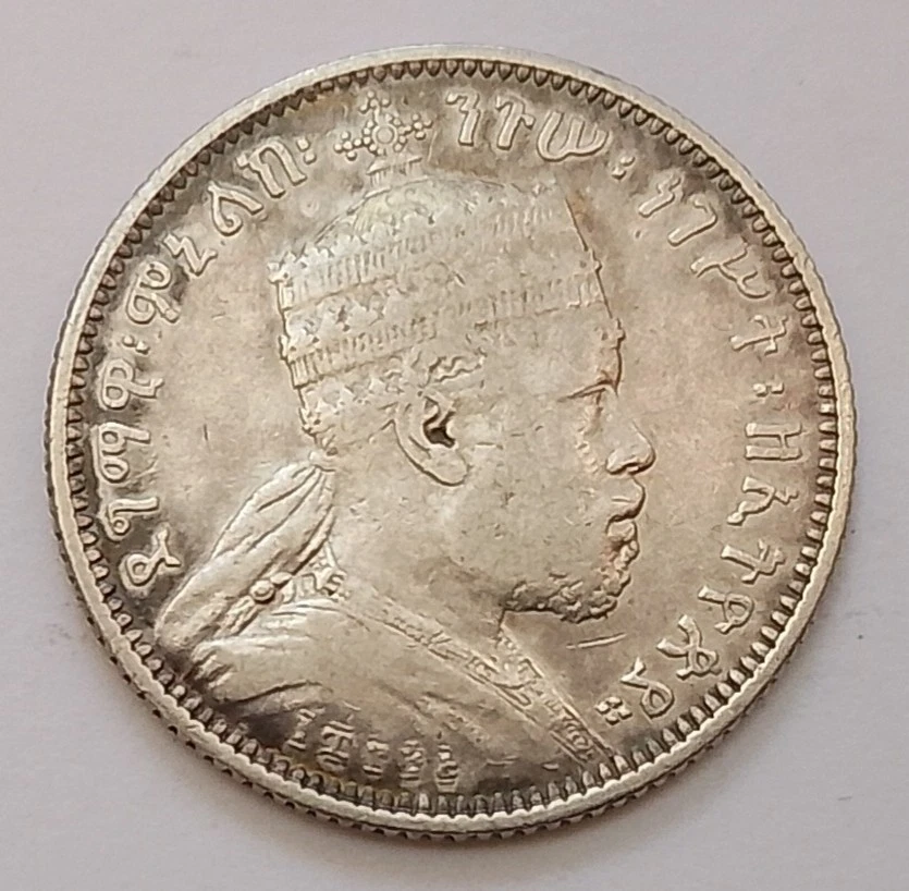 NGC AU-d エチオピア（1889年）1/2 BIRR銀貨 Silver 1889 Year