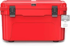 LARCOOL Hard Cooler Insulated Portable Cooler 45 Quart Capacity Ice Chest - Red