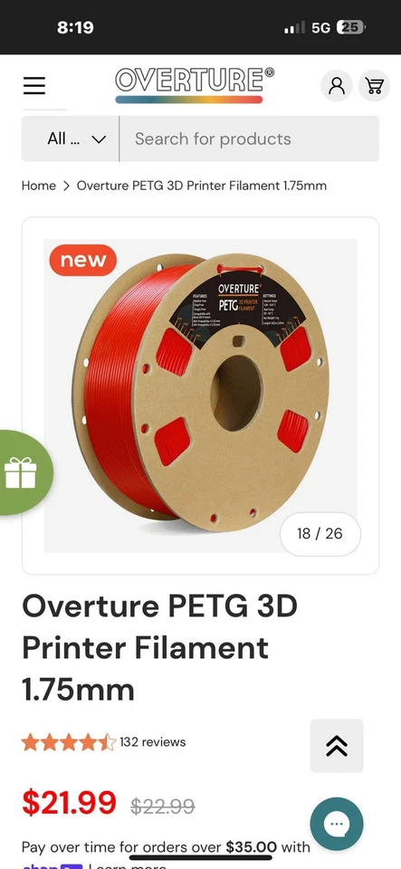 Overture PETG 3D Printer Filament 1.75mm - Image 2 of 2