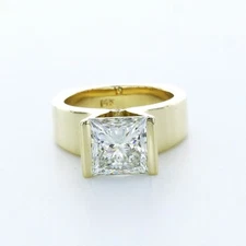 3.63ctw Lab Diamonds K/SI1 Princess Cut 14K Yellow Gold Wide Band Accent Ring