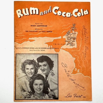 Rum And Coca-Cola   Andrews sisters   Vintage  1944 Sheet Music