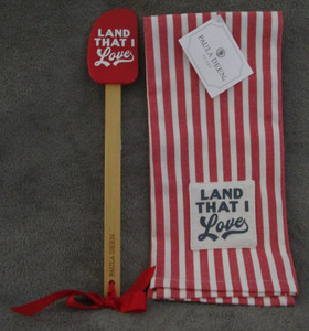 New Paula Deen Kitchen Essentials/ Silicone Spatula/100% cotton Towel/USA themed