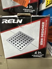 Reln 4 in. x 4 in. Square Drain Shower Grate in Stainless Steel