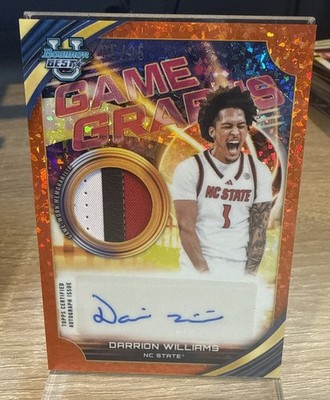 Darrion Williams 2025-26 Bowman U Best Orange Mini Game Graphs Auto #d /25