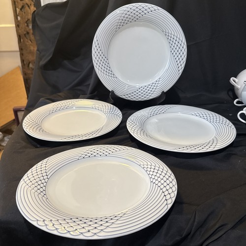 hutschenreuther selb bavaria Scala Azure Set 4 Dinner Plates 10 1/4 In