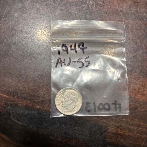 1947 Roosevelt Dime 90% Silver AU