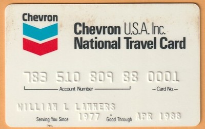 Chevron National Credit Card 1988 Exxon Oil Irving Oil OBSOLETE tac1