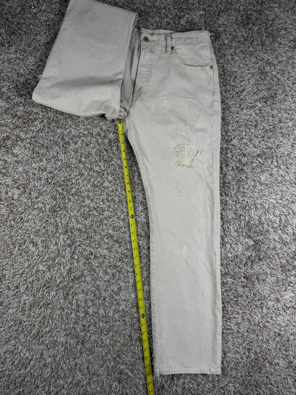 Levi's 501 Distressed Patchwork Denim Light Gray … - image 6