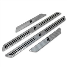 Ford Bronco Logo Silver Carbon Fiber Universal Door Sill Protector Kick Plates