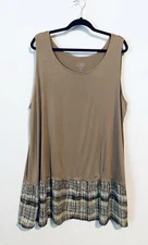 LOGO Layers Lori Goldstein Top Womens 3X Tank Tunic Tank Pattered Chiffon Hem