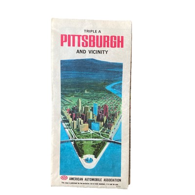 Vtg - 69'-70' AAA Pittsburgh & Vicinity - Fold Out Paper Map - 34-1/2'' x 22-1/2''