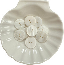 5pc Natural Mother of Pearl Shell Buttons Flat Back 2 Hole Sew on Buttons 25mm