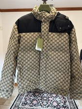 Men's Gucci GG Canvas Down Hooded Puffer Jacket Size 52/extra Large Made Italy