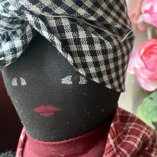 Vintage Black American Woman w/ Child Cloth Rag Doll Door Stop 12 X 6 - Bild 4 von 17