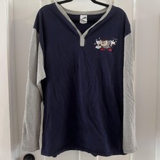 Vintage Y2K Warner Bros Taz Pillow Looney Tunes Shirt Mens XL Henley Long Sleeve