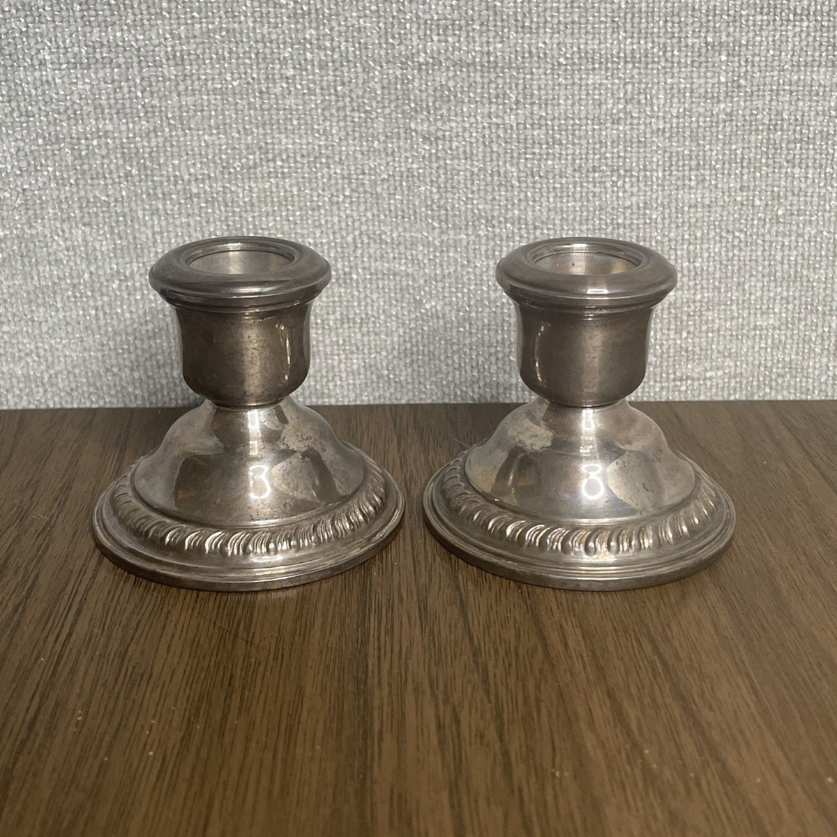 Set of 2 Vintage 2.5” Sterling Silver Weighted Candlestick Holders