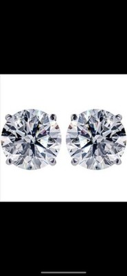 1.5 CTW Diamond Stud Earrings in Solid 14K White Gold | E-F VS2 Excellent Cut