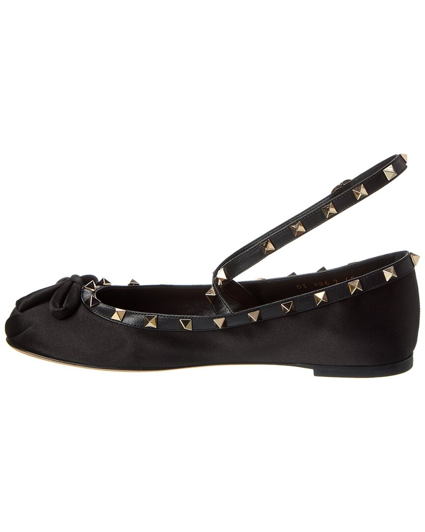 Valentino Rockstud Satin & Leather Flat Women's thumbnail 2