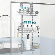 Over The Door Shower Caddy Pantry Organizer Rack, Adjustable Hanging Shower O...