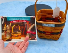 Longaberger 1993 Inaugural Basket with Product Card – Red & Blue Accent Weave