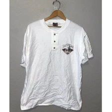 Vintage Las Vegas Nevada Shirt Button Henley Neck Graphic White Large Tee