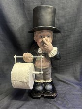 Andon Boy Funny Toilet Butler Paper Holder Statue Vintage 21.5 Inches Tall