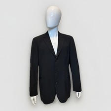 Vintage Hugo Boss Black Pinstripe 3 Button Tuxedo Suit Jacket Blazer Size 44 R
