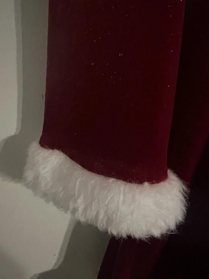 Girls' Bonnie Jean Faux Fur Trim Sequined Red Velvet Dress w/Rhinestone Buckle - Image 4 of 4