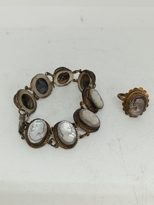 schönes altes Kamee Armband und Ring von Giuseppe Mandile in gutem Zustand