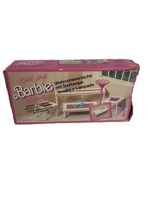 Barbie Wohnwelt Wohnzimmer Tische Stehlampe Mattel 4773 Vintage in OVP