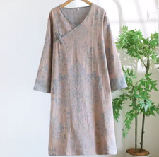 NWT Chinese Cotton Gauze Nightdress Floral Oriental Cottagecore Lounge Dress L