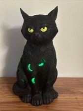 Black Cat Halloween Decor 10'' Figure Moon Cutouts Color Changing Light Up FLAW