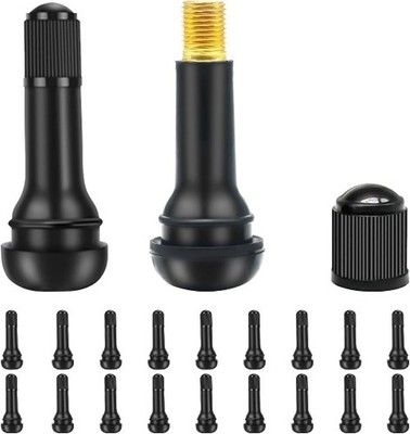 20PCS Tubeless Valve Stem Rubber Snap Black Standard Length Replac Size: TR414