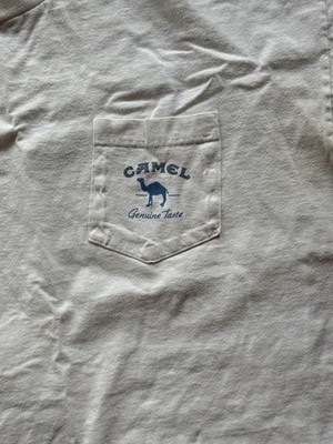 Vintage Camel North Carolina XL White Graphic Print Pocket Mens T-Shirt