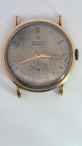Vintage Rolex Precision 4656 Manual Winding Watch 18K Fancy Curved Lugs 1940’s - Picture 15 of 22