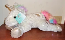 Walgreen Laying Unicorn White Sparkly  Hearts Plush Stuffed Animal 21" - NEW/TAG