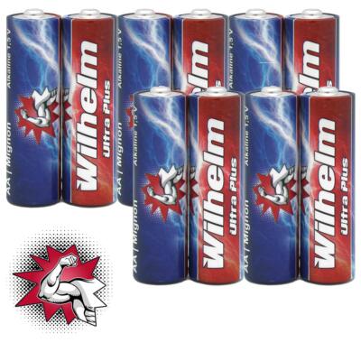 10 x Wilhelm Ultra Plus AA Mignon Alkaline Batterien im Shrink LR6